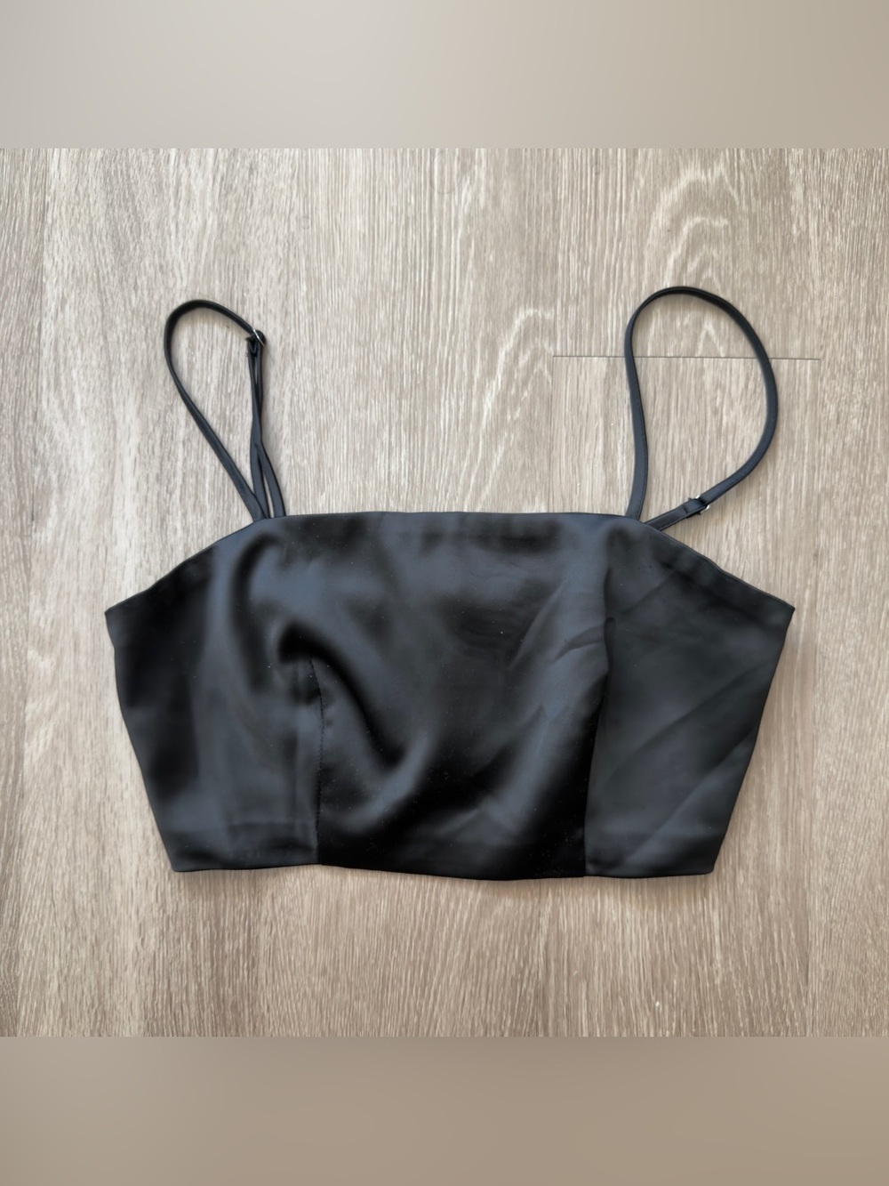 Revolve Honey Punch Satin Crop Top in Black (Size Small)